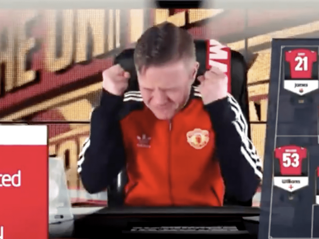 Mark Goldbridge of United Stand known for their fan cams raging at Man United losing