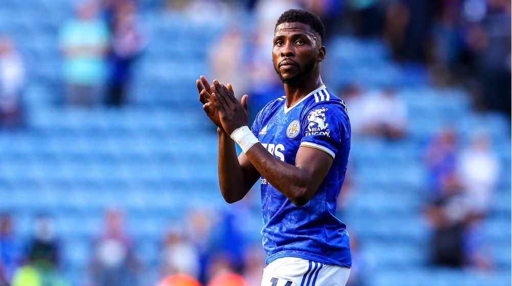 Iheanacho clapping for the Leicester fans.