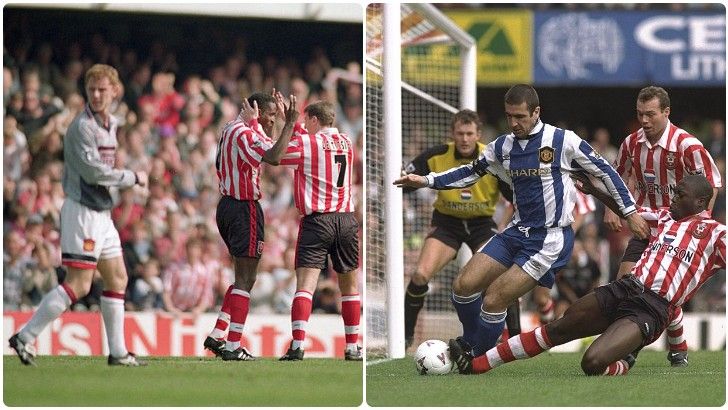 The 2 different kits that United play in vs Southampton in 1996