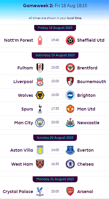 FPL Gameweek 2 Preview - Everything You Need to Know 2 Premier League Gameweek 2 Fixtures. (19th-21st August)