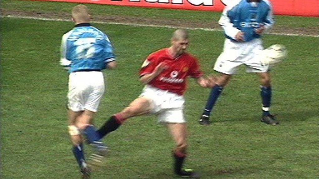 Roy Keane's knee high tackle that sends Haaland flying