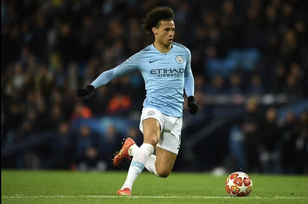 Leroy Sane playing for Manchester City.
