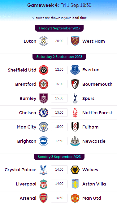 FPL Gameweek 4 Preview - Final GW Before the Break 2 Premier League Fixtures Gameweek 4