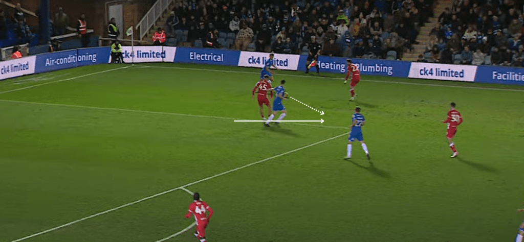 Ronnie Edwards making a progressive run from centre-back