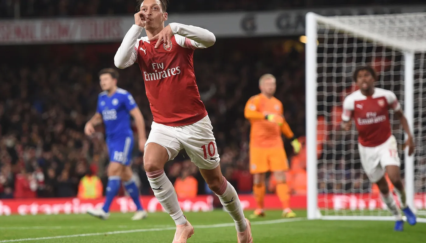 Mesut Özil celebrating a goal - one of the best in creative progression in football