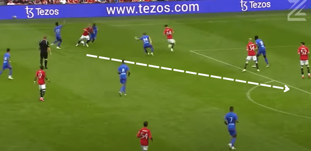 Isak Hansen-Aarøen: Norway's Next Superstar 5 Hansen-Aarøen dribbling past two players and playing a pass to Omari Forson
