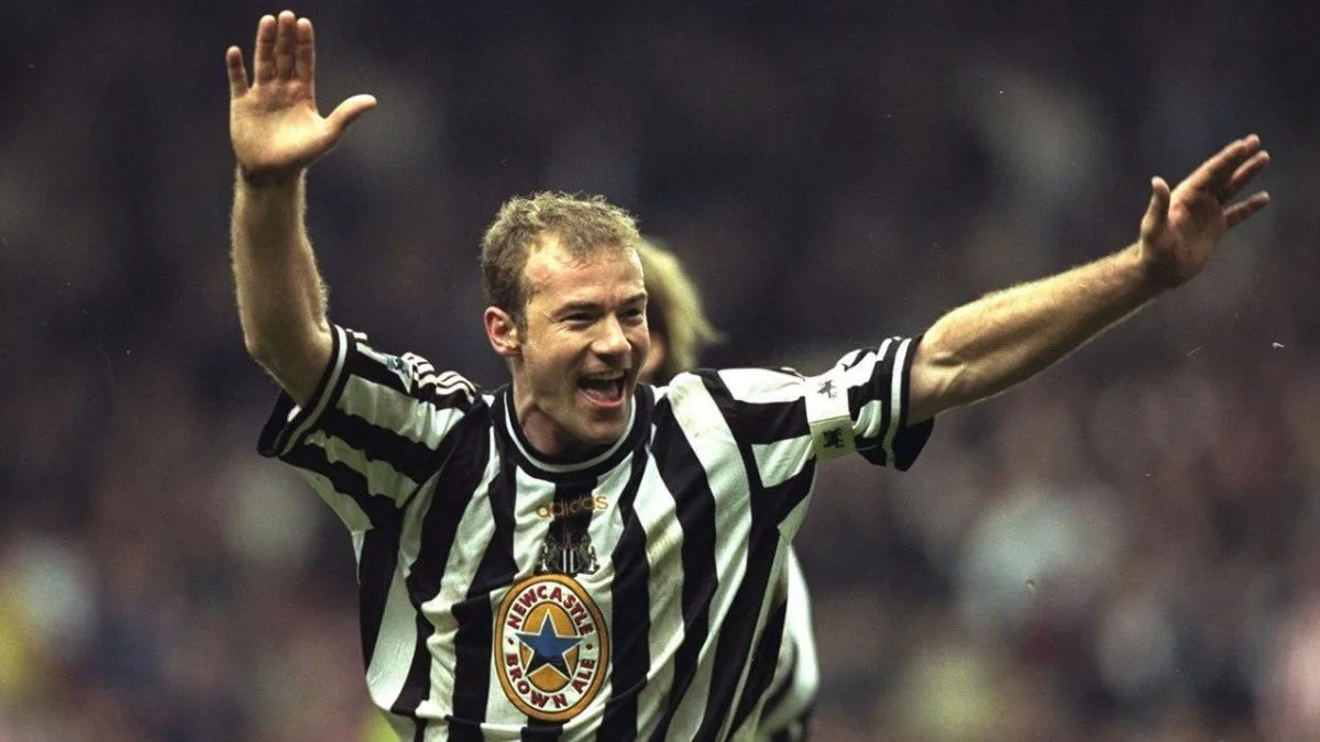 Alan Shearer, a traditional centre forward, celebrating