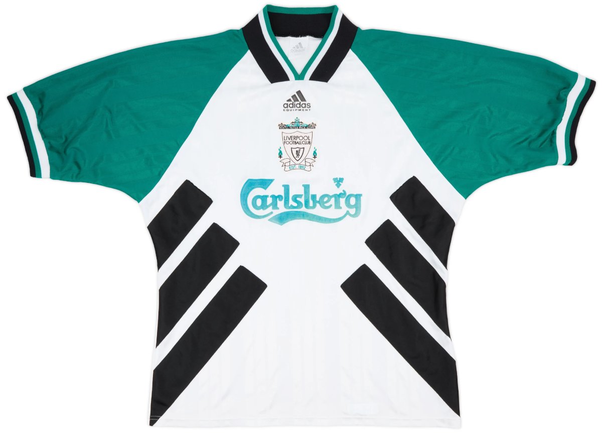 Green white and black Liverpool kit