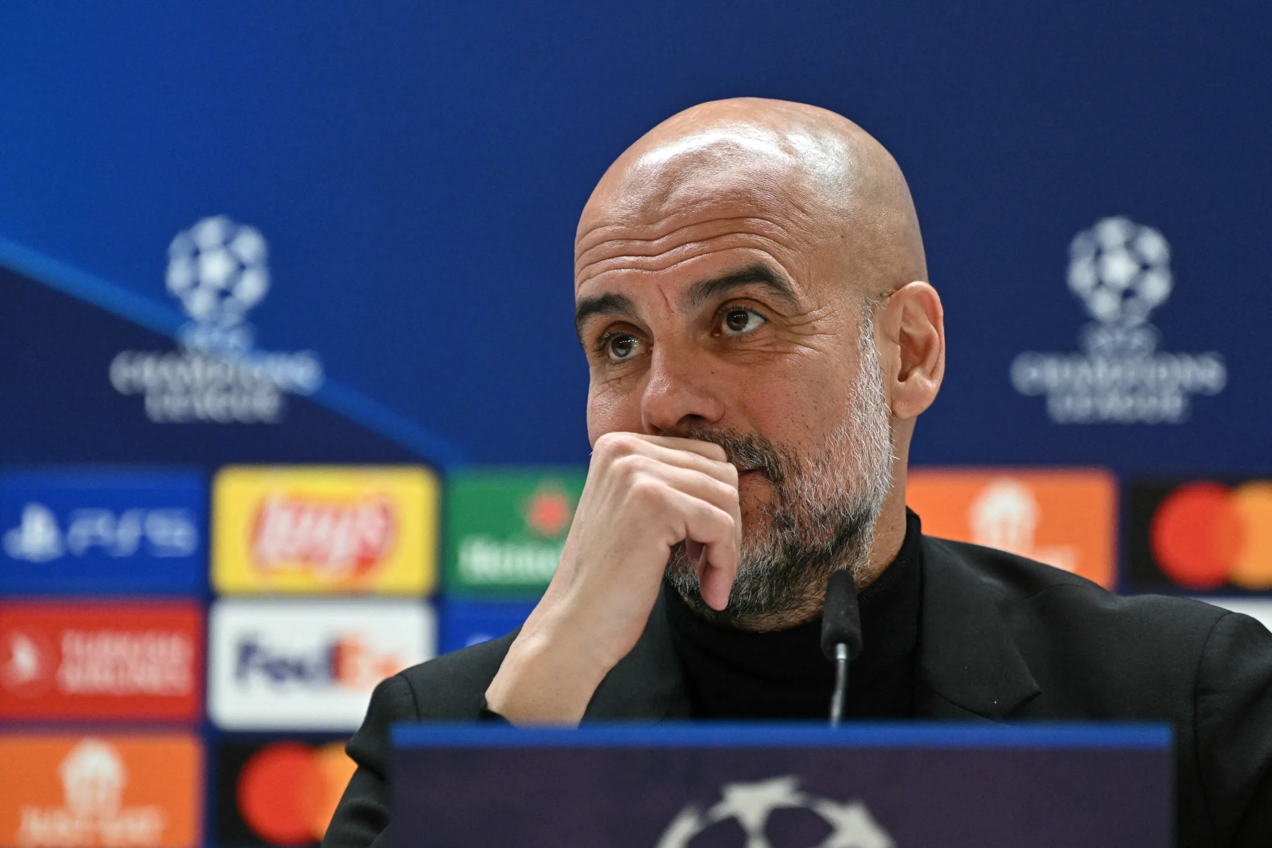 Guardiola, manager of Champions League quarterfinal team Manchester City