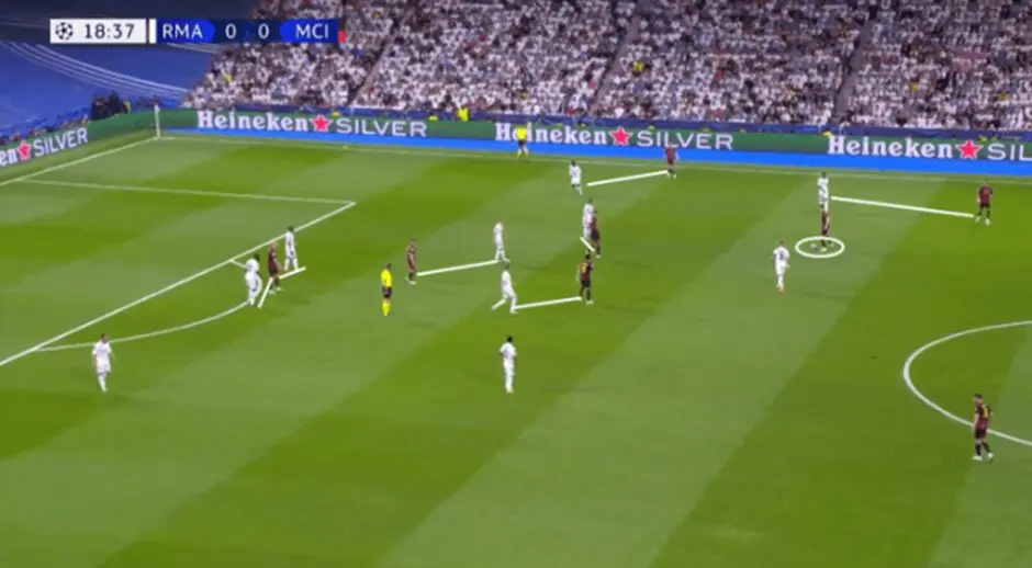 Pep Guardiola: The Concept of Adaptability & Ingenuity 25 Due to Real Madrid's man-marking system, Stones had space to get the ball as a CB isn't usually marked in possession.
