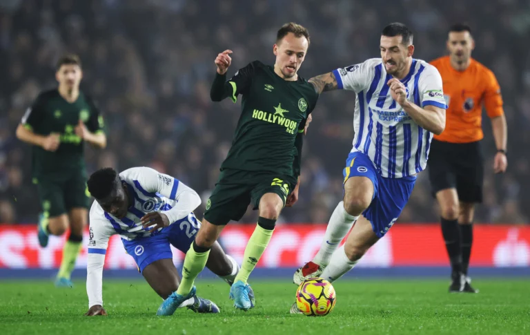 Brentford and Brighton in a match against each other
