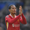 Virgil van Dijk applauding away fans against Leicester City in 2024/25 season