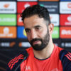 Ruben Amorim in a Europa League press conference as manchester united manager