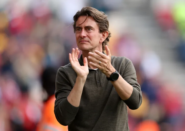 Thomas Frank clapping the fans