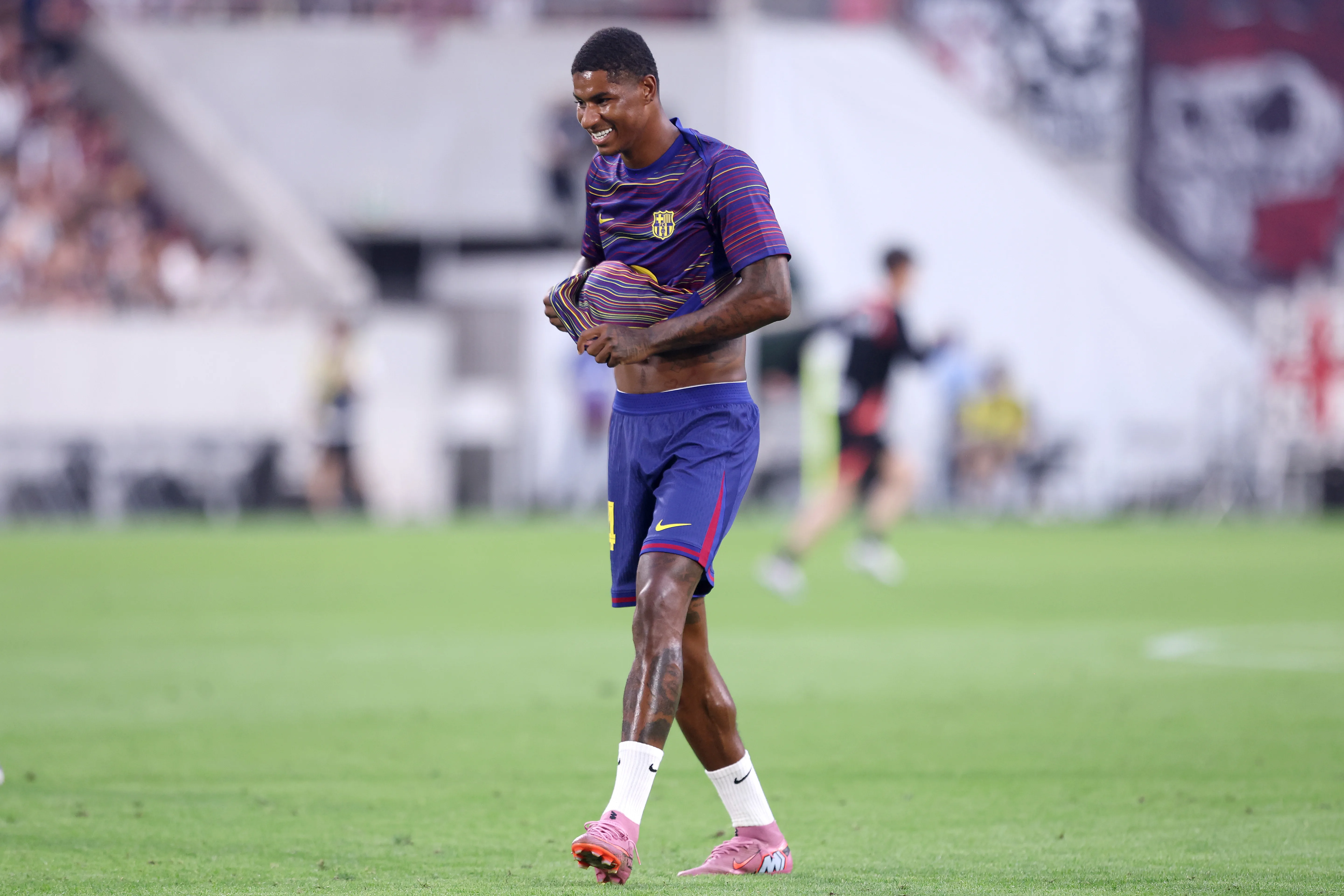 Marcus Rashford training with Barcelona