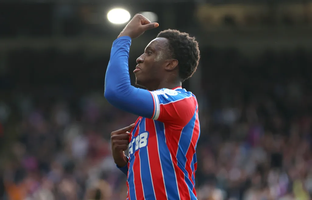 Crystal Palace Eddie Nketiah celebrates his winning goal against Liverpool